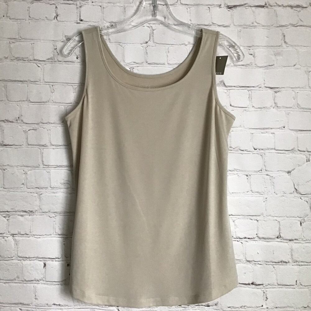 Chico's Womans Lena Layering Tank Top Putty size Small 4 6 Shirttail Hem